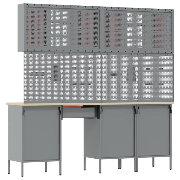 vidaXL Darbagalds ar slēdzeni 10 pcs Sarkana 200 x 55 x 200 cm Tērauds