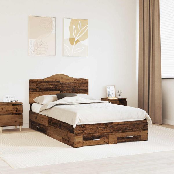 vidaXL Gultas rāmis Vecs koks 120 x 190 cm Inženierijas koks