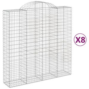 vidaXL arkveida gabiona grozi, 8 gb., 200x50x200/220cm, cinkota dzelzs
