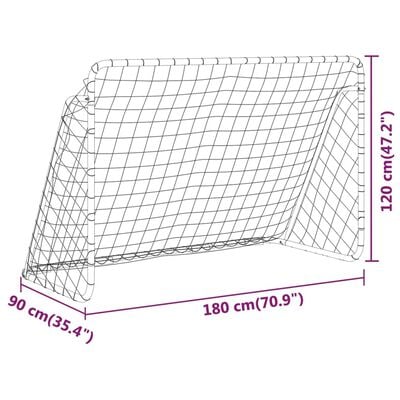 vidaXL futbola vārti ar tīklu, balti, 180x90x120 cm, tērauds