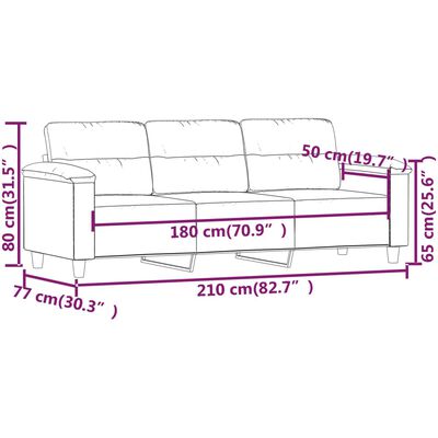 vidaXL trīsvietīgs dīvāns, 180 cm, tumši pelēks mikrošķiedras audums