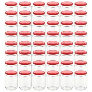 vidaXL ievārījuma burciņas, sarkani vāciņi, 48 gab., 230 ml