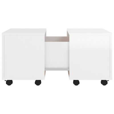 vidaXL kafijas galdiņš, spīdīgi balts, 60x60x38 cm, skaidu plāksne
