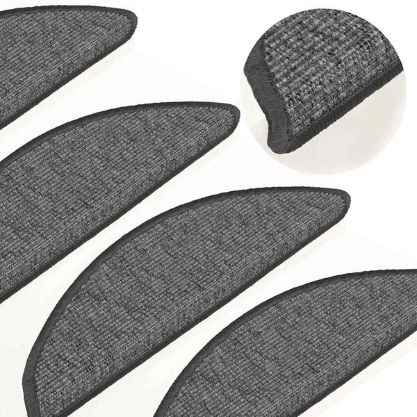 vidaXL kāpņu paklājiņi, 15 gab., 56x17x3 cm, bē&scaron;i pelēki, pusapaļi