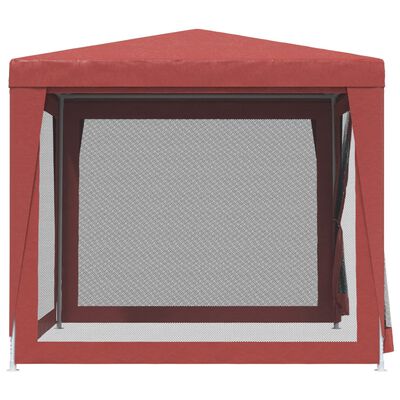 vidaXL svinību telts, ar 4 sieta sienām, 2,5x2,5 m, sarkana, HDPE