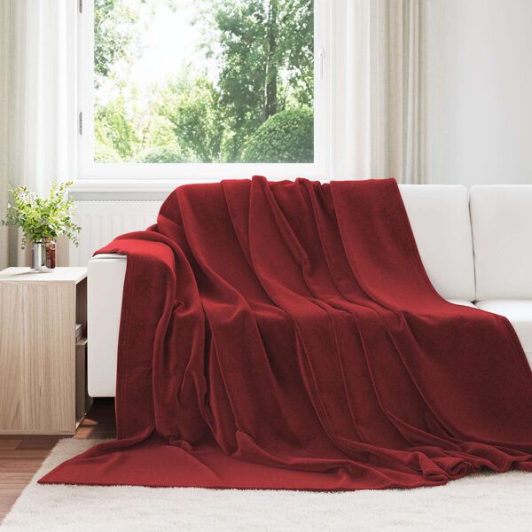 vidaXL Pleds Bordo sarkans 220 x 240 cm Flīss