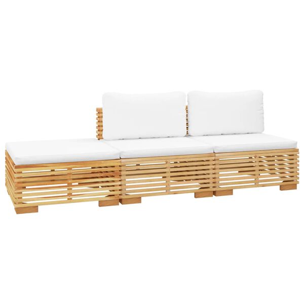 vidaXL 3-daļīgs dārza atpūtas mēbeļu komplekts ar matračiem, tīkkoks