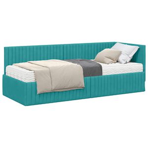 vidaXL Stūra gultas rāmis ar matrači 2 gab. Tirkīzzila 80 x 200 cm