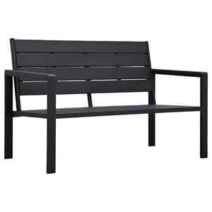vidaXL dārza sols, 120 cm, melns HDPE, koka imitācija