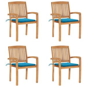 vidaXL dārza krēsli ar matračiem, 4 gab., masīvs tīkkoks