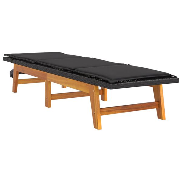 vidaXL sauļo&scaron;anās zvilnis ar matraci, PE rotangpalma, akācijas koks