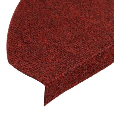 vidaXL kāpņu paklāji, 15 gab., pašlīmējoši, 65x22,5x3,5 cm, sarkani