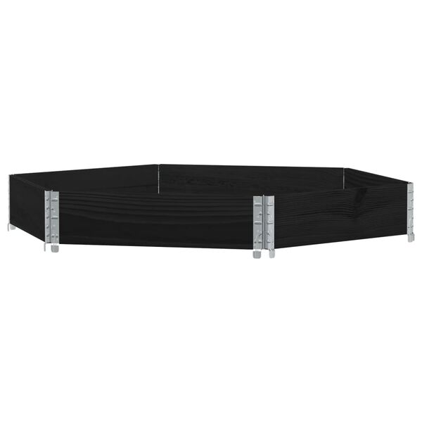 vidaXL puķu kaste, sešstūra, melna, 160x160 cm, priedes masīvkoks