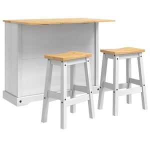 vidaXL Virtuves salas komplekts 3 gab. CORONA Balts un medus vasks