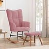 vidaXL &scaron;ūpuļkrēsls ar kāju balstu, rozā samts