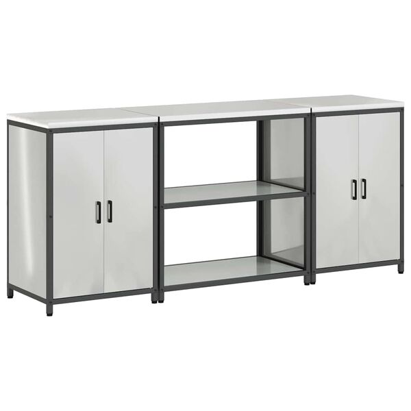 vidaXL Virtuves glabā&scaron;anas komplekts 3 pcs Sudraba Cinkots tērauds