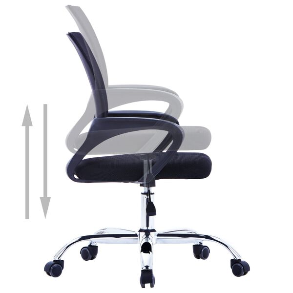 vidaXL biroja krēsls ar sieta atzveltni, melns audums