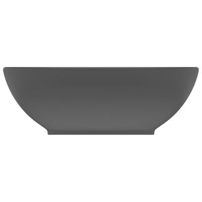 vidaXL izlietne, ovāla forma, 40x33 cm, matēta tumši pelēka keramika
