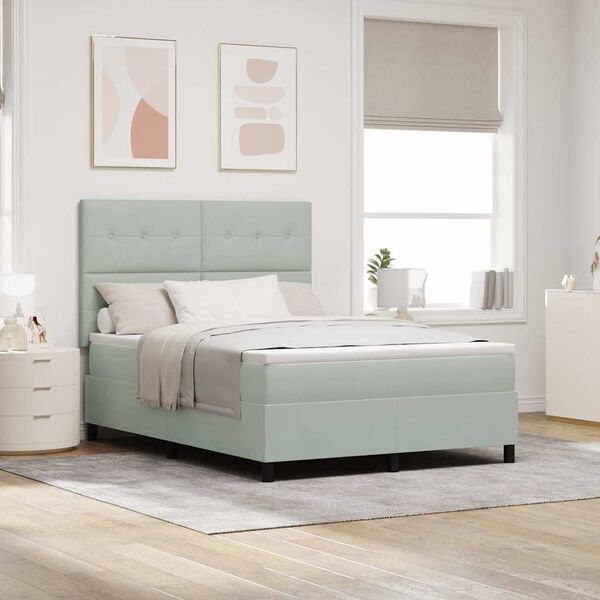 vidaXL Kastītes atsperu gulta Gai&scaron;i pelēks 160 x 200 cm Samts