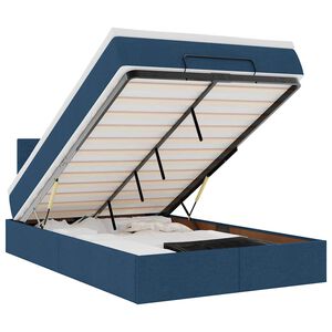 vidaXL Osmaņu gultas rāmis ar matrača zils 120x190cm audums