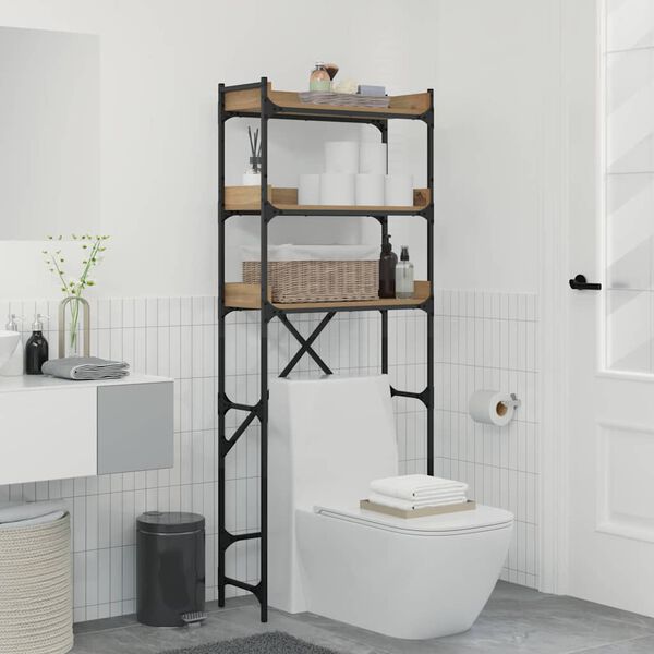 vidaXL Veļas ma&scaron;īnas plaukts Artisānā ozols 67 x 25 x 163 cm