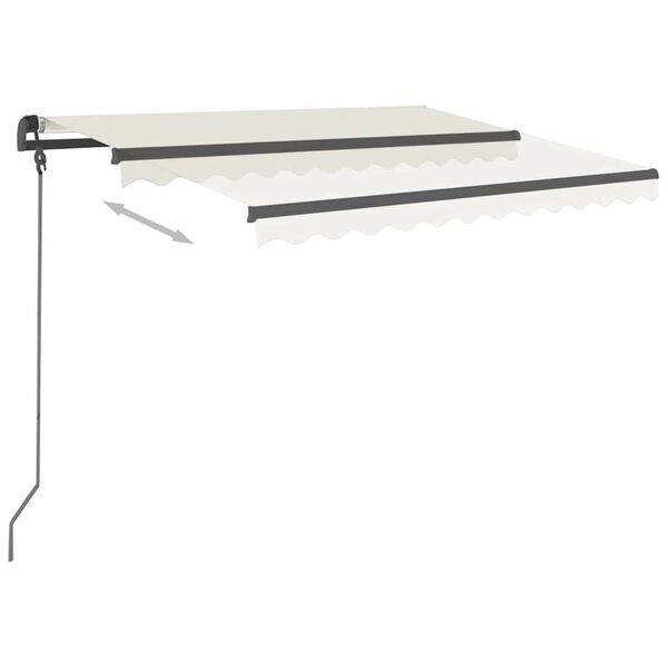 vidaXL izvelkama markīze ar stabiem, 3x2,5 m, automātiska, krēmkrāsas