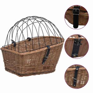vidaXL velosipēda aizmugurējais grozs ar pārsegu, 55x31x36 cm, vītols