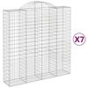 vidaXL arkveida gabiona grozi, 7 gb., 200x50x200/220cm, cinkota dzelzs