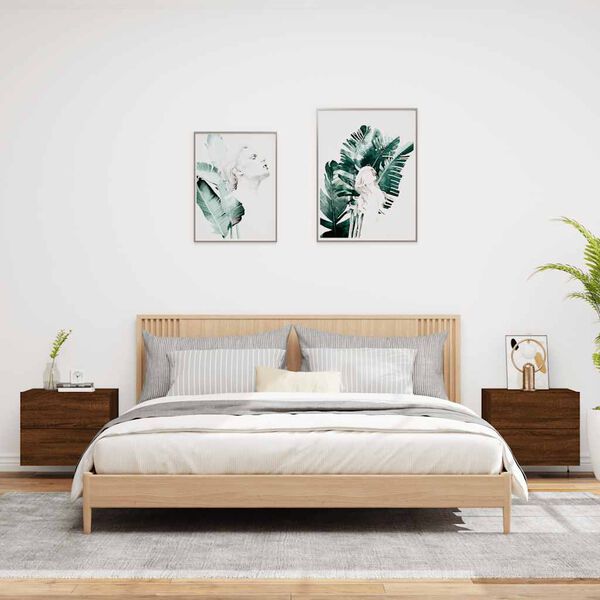 vidaXL sienas naktsskapīši ar LED apgaismojumu, 2 gab., ozola krāsa