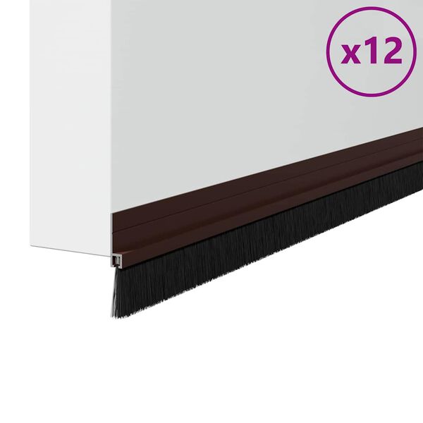 vidaXL Pa&scaron;līpojo&scaron;as durvju birstes 12 pcs Brūna 100 cm