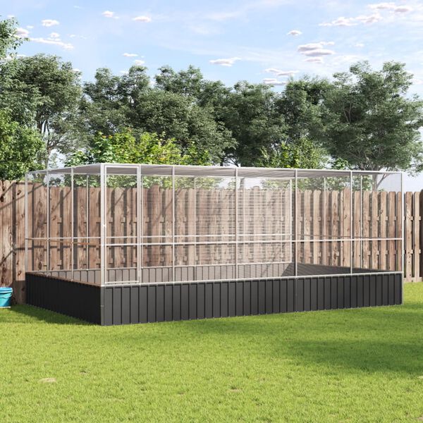 vidaXL putnu māja, sudraba krāsa, 518x307x212 cm, tērauds