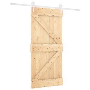 vidaXL Slīdo&scaron;ās durvis Dabisks un balts 90 x 210 cm Priedes masīvkoks