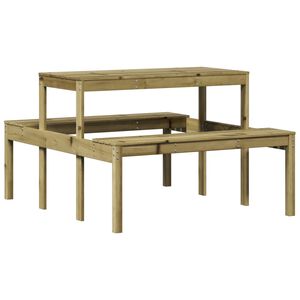 vidaXL piknika galds, 110x134x75 cm, impregnēts priedes masīvkoks