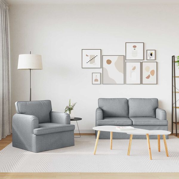 vidaXL Dīvānu komplekts 2 pcs Gai&scaron;i pelēks 144 x 80 x 85 cm audums