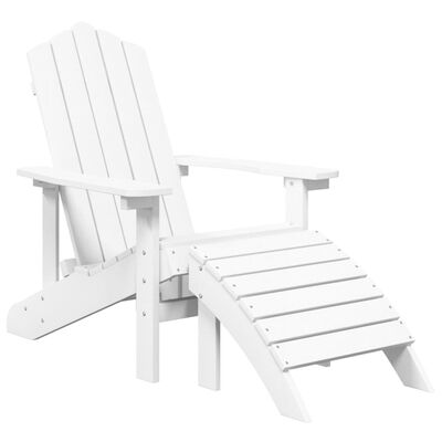 vidaXL dārza krēsli ar kāju balstiem, 2 gab., HDPE, balti
