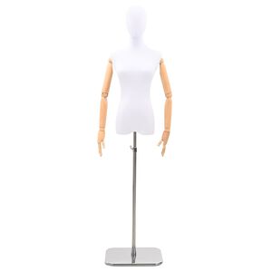 vidaXL Regulējams manekens 165-213 cm ar pamatni Sievie&scaron;u PP Balts
