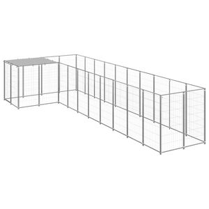 vidaXL suņu voljērs, 7,26 m&sup2;, tērauds, sudraba krāsa