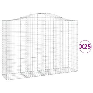 vidaXL arkveida gabiona grozi, 25gb., 200x50x140/160cm, cinkota dzelzs
