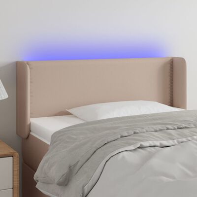vidaXL gultas galvgalis ar LED, 83x16x78/88 cm, kapučīno mākslīgā āda