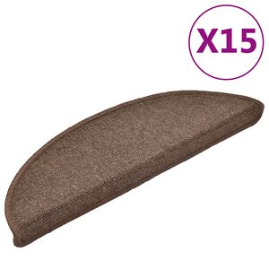 vidaXL kāpņu paklājiņi, 15 gab., 56x17x3 cm, kafijas brūni, pusapaļi