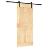 vidaXL Slīdo&scaron;ās durvis Dabiska un melna 90 x 210 cm Cieta priedes koks