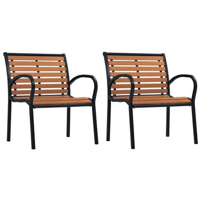 vidaXL dārza krēsli, 2 gab., tērauds un WPC, melni un brūni