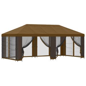 vidaXL Dārza paviljons ar sānu sienām 6 x 3 m Pelēkbrūna