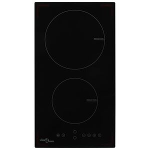 vidaXL indukcijas plīts ar 2 riņķiem, skārienjūtīga, stikls, 3500 W