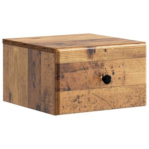 vidaXL Sienā stiprināms nakts skapis Vecs koks 34,5 x 33 x 20 cm
