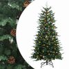 vidaXL Artificial Hinged Christmas Tree 180 cm 300 LED Silti balts