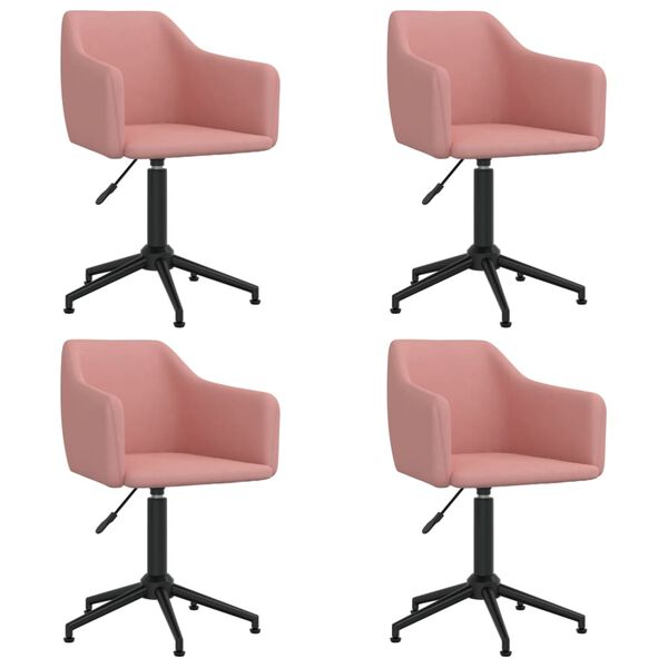 vidaXL grozāmi virtuves krēsli, 4 gab., rozā samts