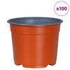 vidaXL Apaļais puķu pods 100 pcs Sarkanbrūns &Oslash; 15 x 12.5 cm Plastmasa