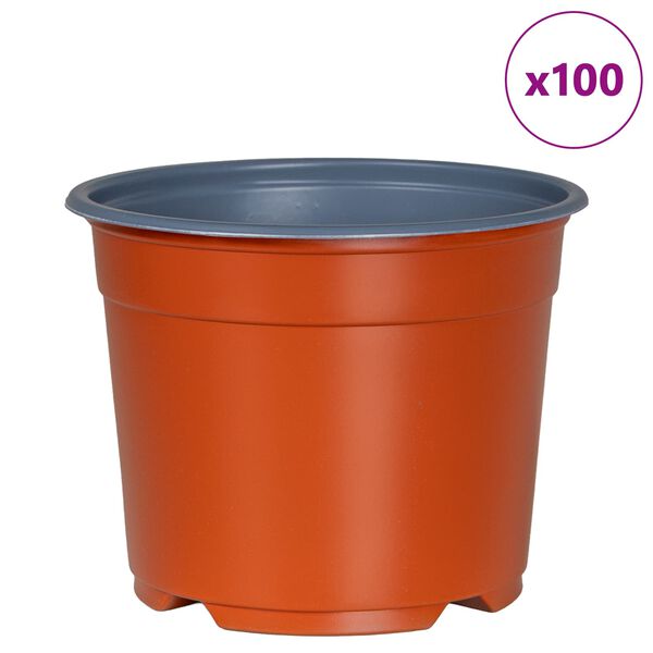 vidaXL Apaļais puķu pods 100 pcs Sarkanbrūns &Oslash; 15 x 12.5 cm Plastmasa