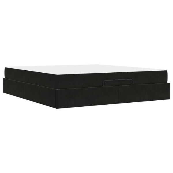 vidaXL Gultas rāmis ar matraci ar matraci 2 pcs Melna Samts